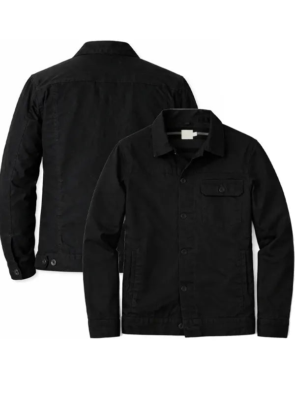 Elyse Kunze Black Cotton Trucker Jacket