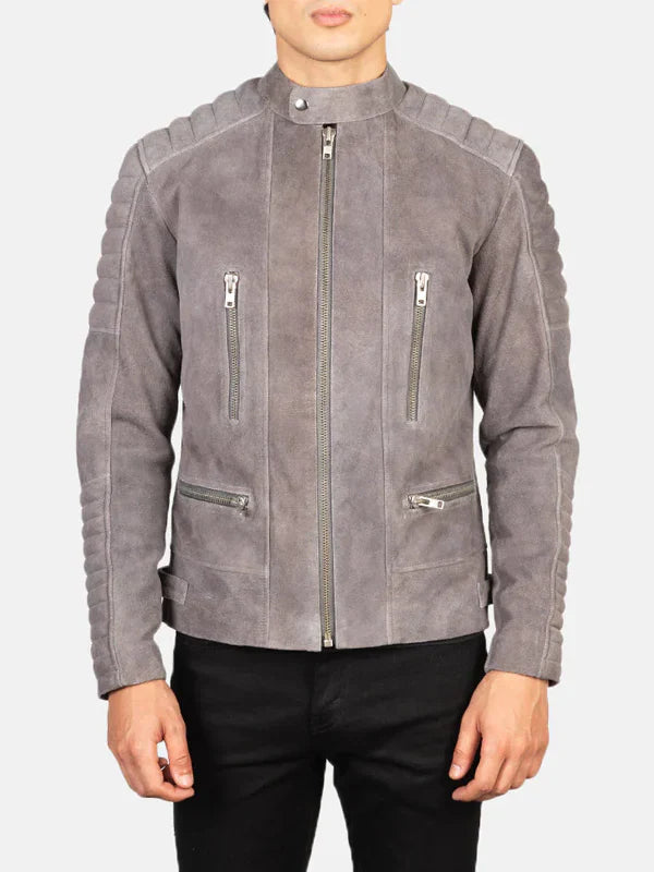 Damian Grey Suede Biker Jacket