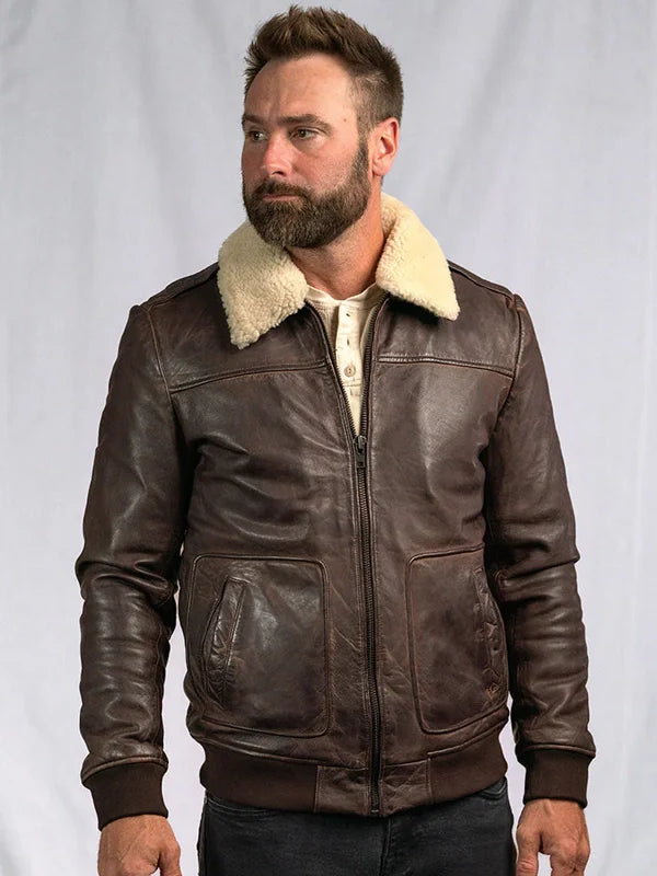 Dark Brown Leather Jacket For Sale