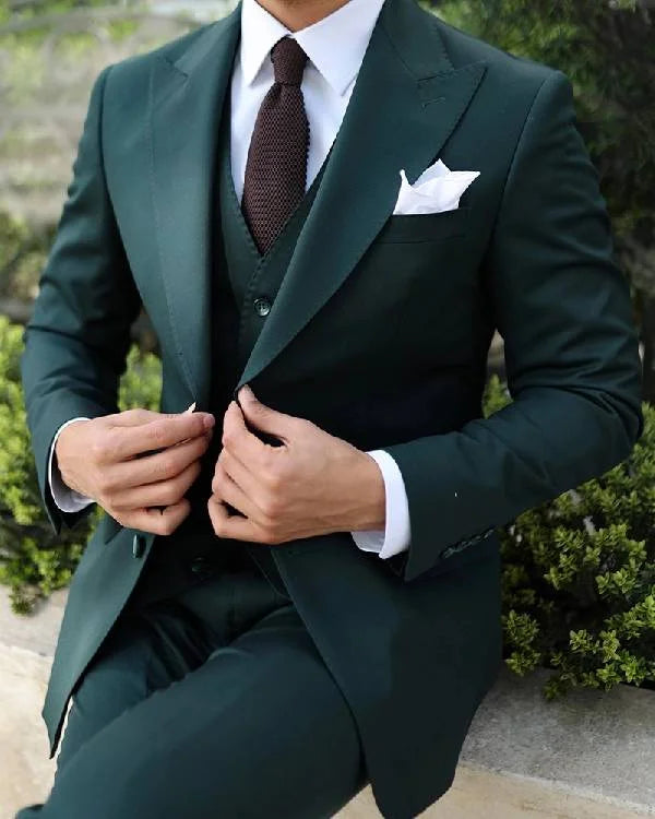 Dark-Green-Three-Piece-Wedding-Suit