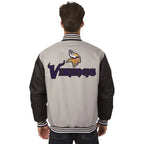 David M Minnesota Vikings Grey Varsity Jacket For Sale