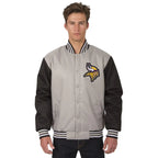 David M Minnesota Vikings Grey Varsity Jacket