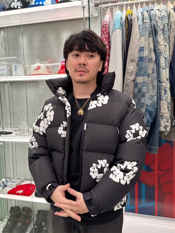 Denim-Tears-Wreath-Puffer-Jacket-Black