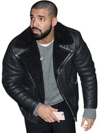 Drake-Black-Shearling-Leather-Jacket