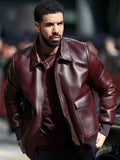 Drake-Maroon-Bomber-Leather-Jacket