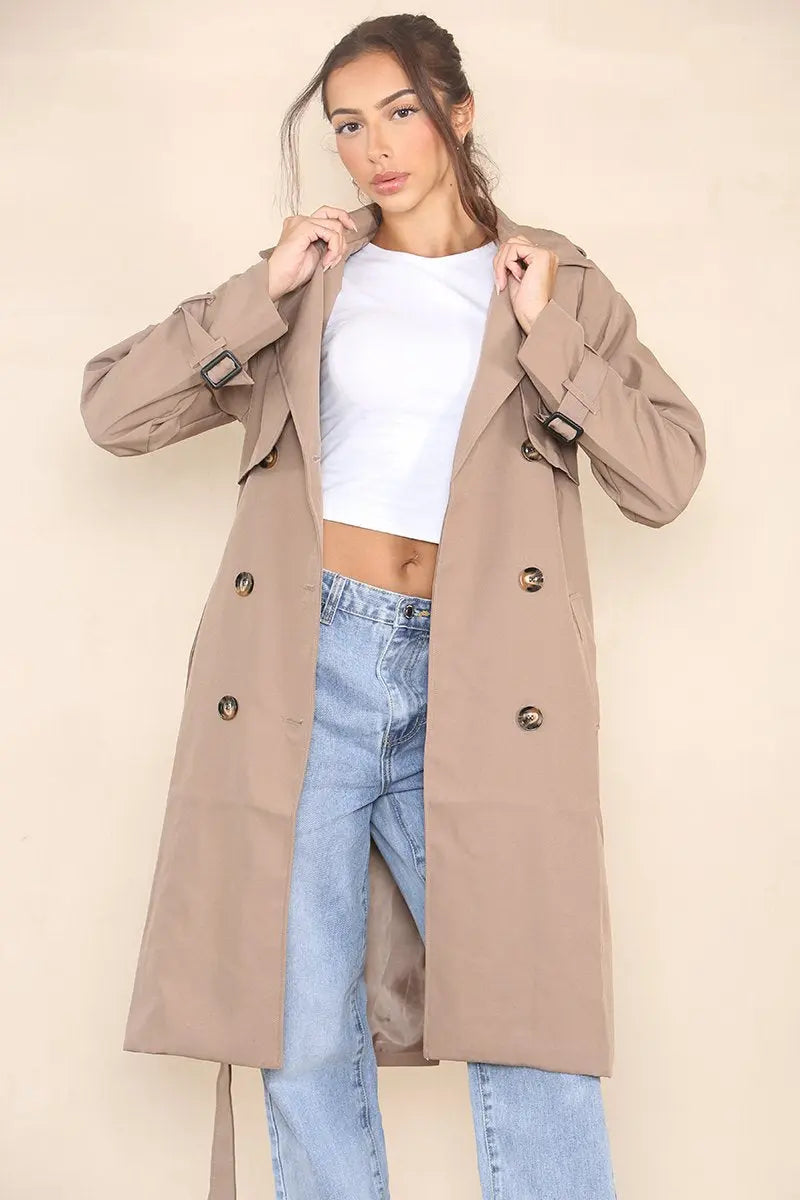 Elegant black cropped trench coat
