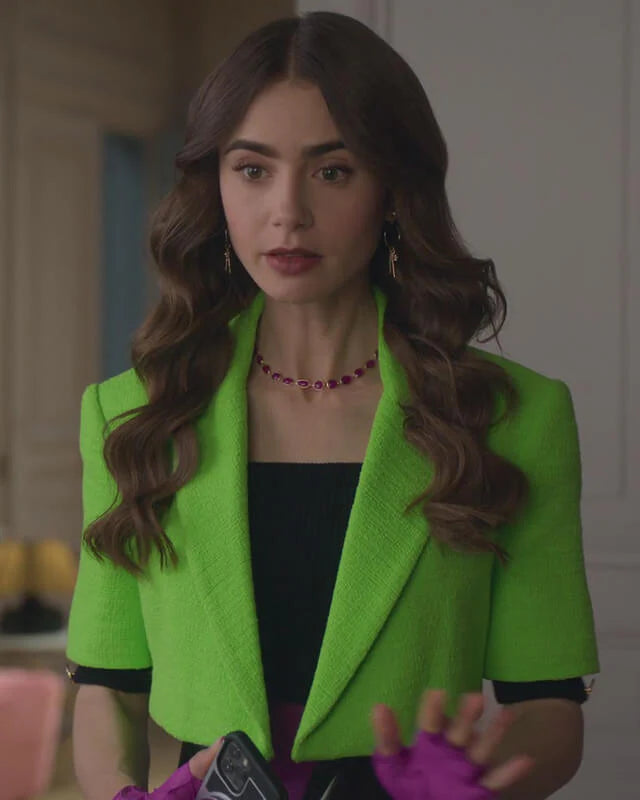 Emily-In-Paris-Lime-Cropped-Jacket