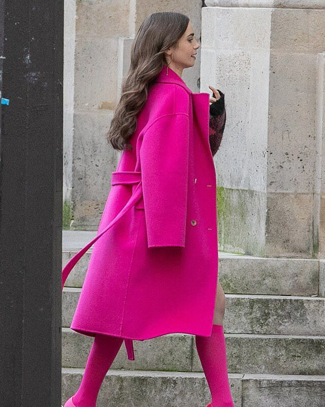 Emily-In-Paris-Pink-Trench-Coat