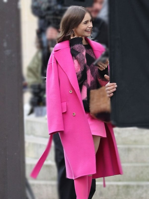Emily-In-Paris-Pink-Wool-Coat