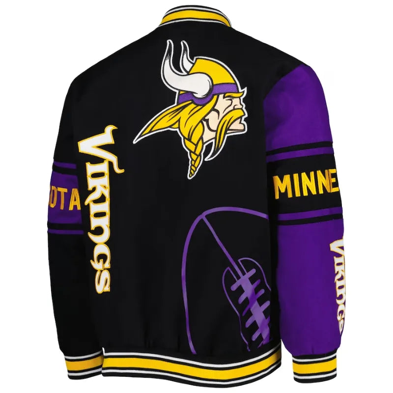 Estelle Minnesota Vikings Black Printed Varsity Jacket For Men