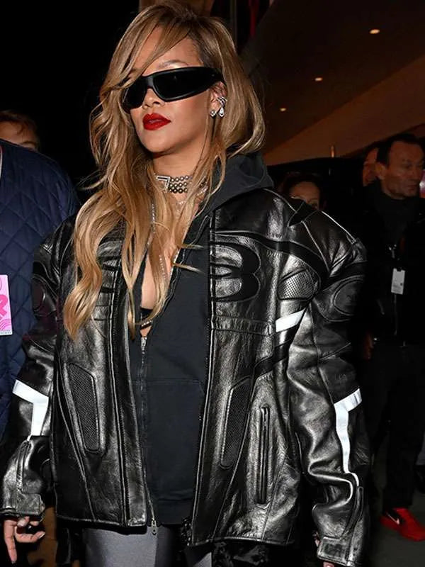 F1-Grand-Prix-2023-Rihanna-Black-Racing-Leather-Jacket