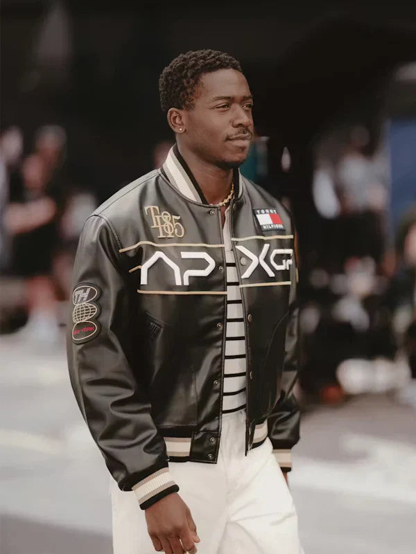F1 Movie Racing Tommy Hilfiger Black Varsity Jacket