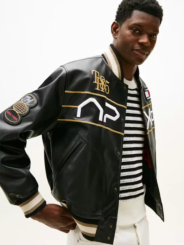 F1 Movie Racing Tommy Hilfiger Black Varsity Jacket