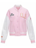 Fanatics x LoveShackFancy Miami College Pink Varsity Jacket