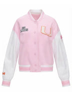 Fanatics x LoveShackFancy Miami College Pink Varsity Jacket