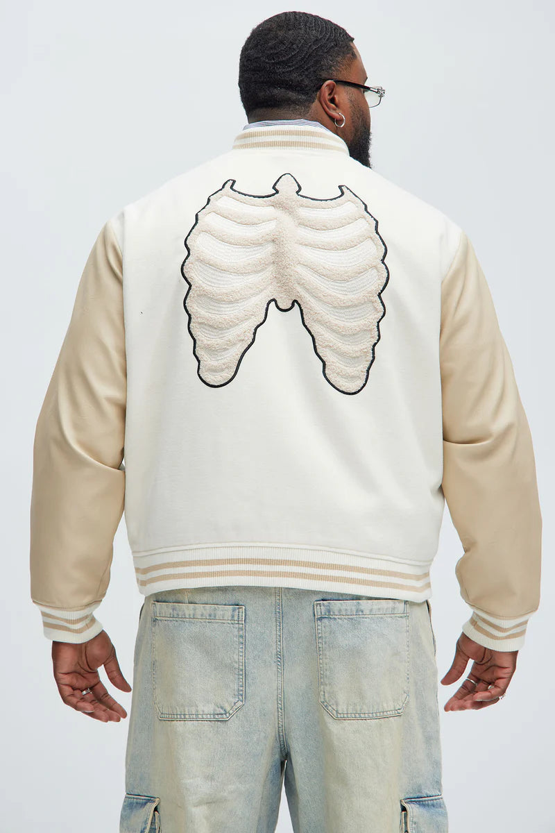 Fashion-Nova-Skeleton-Varsity-Jacket-Cream