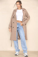 Fashionable black cropped trench