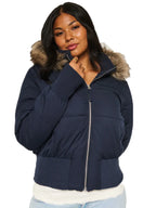 Faux Fur Trim Puffer Bomber Jacket