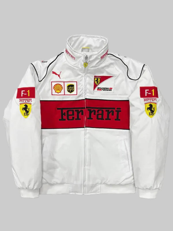 Ferrari-F1-Vintage-White-Racing-Jacket