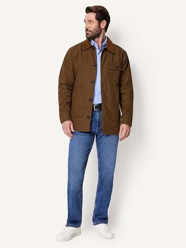 Tyshawn VonRueden Men's Dark Brown Canvas Barn Cotton Jacket
