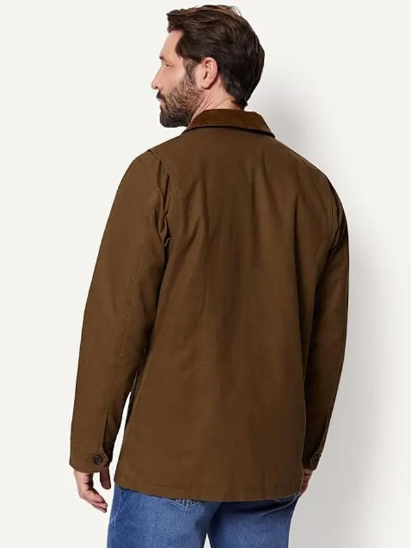 Mittie Fay Mens Brown Cotton Jacket Corduroy Collar