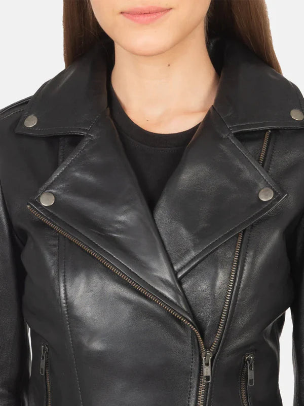 Flashback Black Leather Biker Jacket