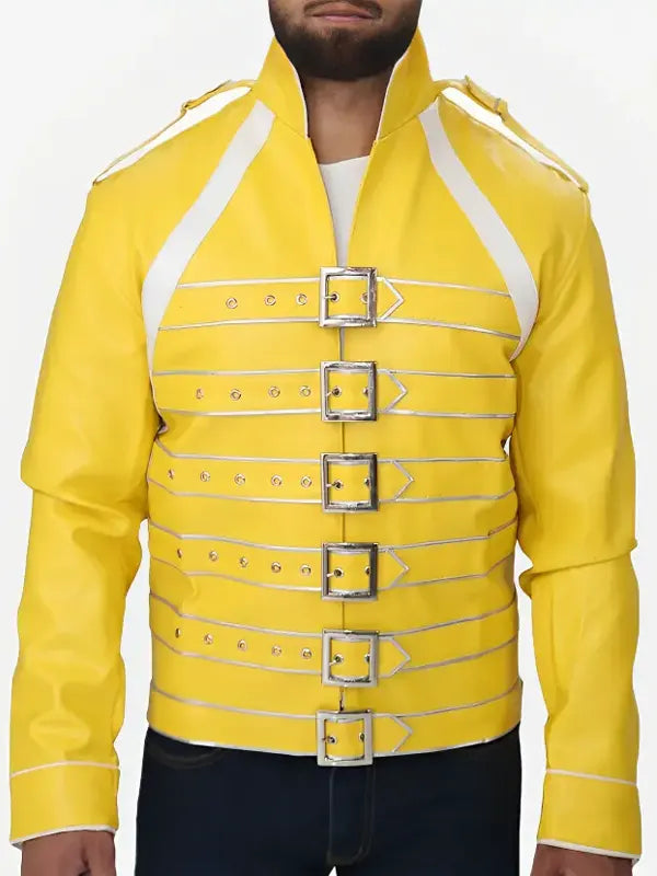 Freddie Mercury Concert Yellow Leather Jacket