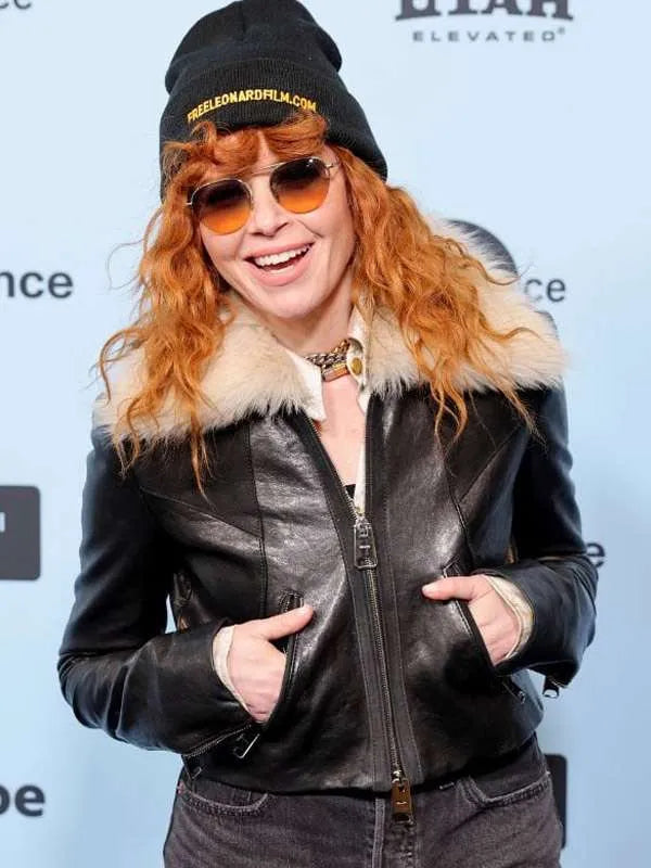 Free Leonard Peltier 2025 Natasha Lyonne Black Leather Jacket