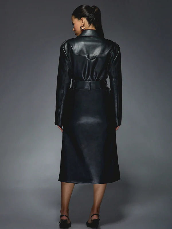 Free Shipping Missguided Leather Trench Coat