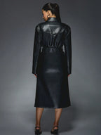 Free Shipping Missguided Leather Trench Coat
