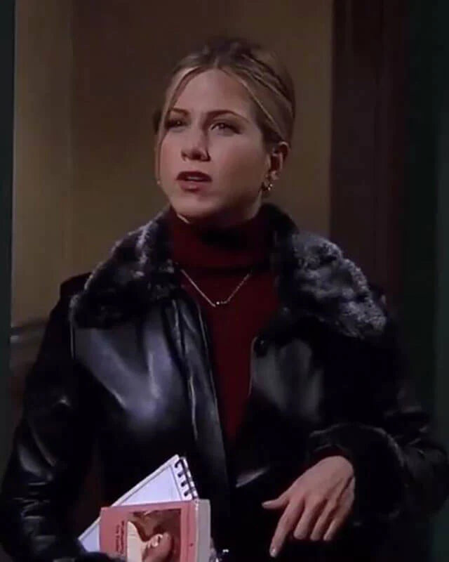Friends-Rachel-Black-Leather-Coat-with-Fur-Collar