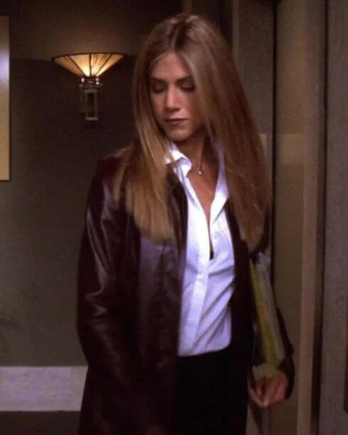 Friends-Rachel-Green-Maroon-Leather-Long-Coat