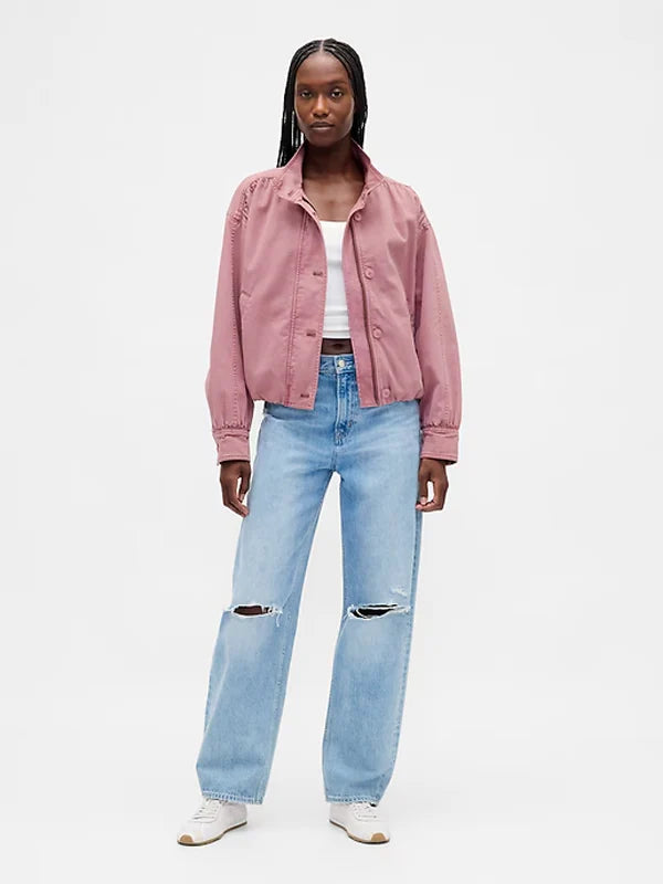 GAP-Twill-Bubble-Jacket-In-Pink