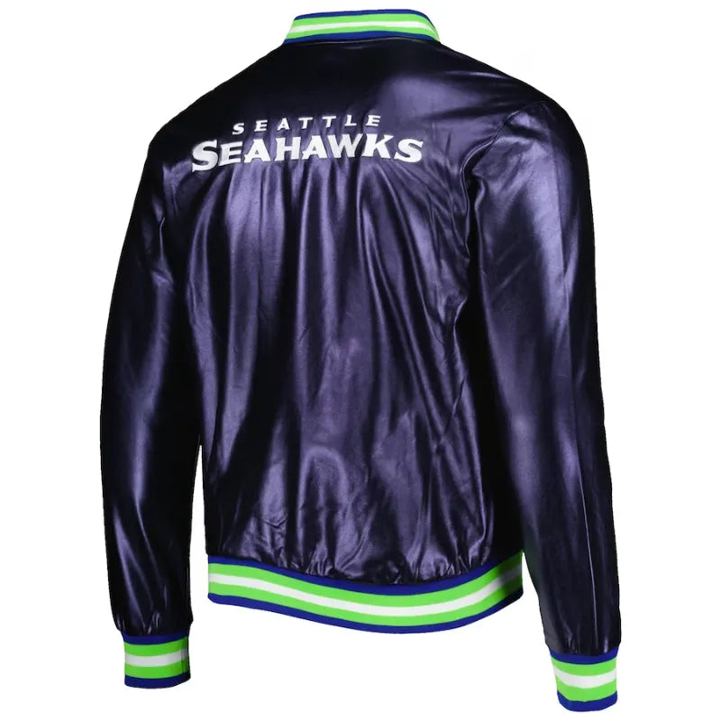 Gahagan Seattle Seahawks Purple Satin Varsity Jacket For Men
