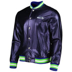 Gahagan Seattle Seahawks Purple Satin Varsity Jacket For Sale