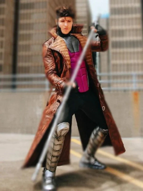 Gambit-Marvel-Comics-Brown-Leather-Trench-Coat
