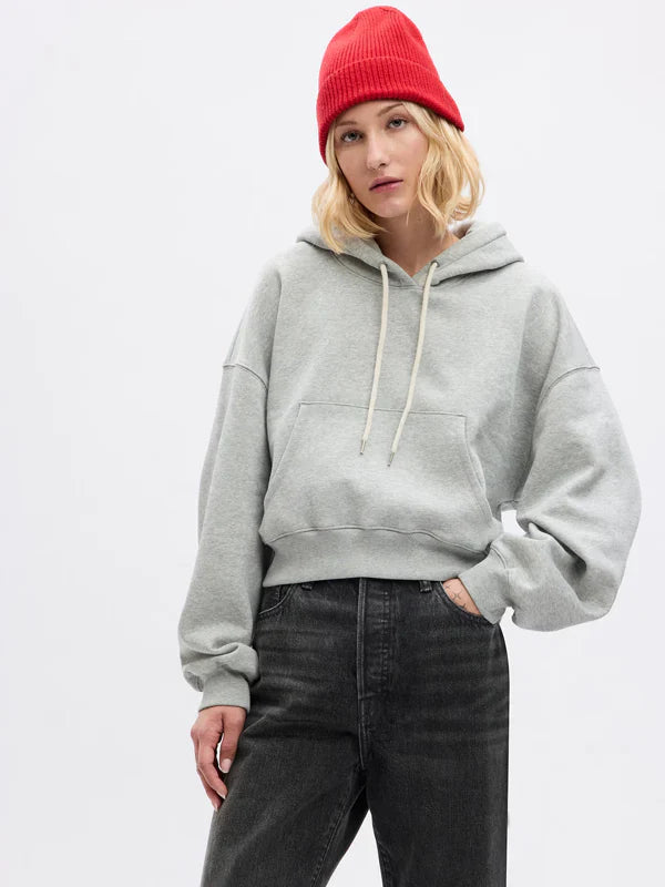 Gap Cropped Hoodie In Grey
