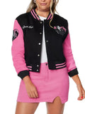 Ghost Face Heart Cropped Varsity Jacket