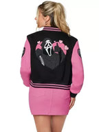 Ghost Face Heart Cropped Varsity Jacket