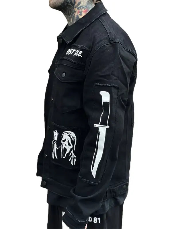 Ghostface Scream Slasher Grunge Punk Denim Jacket