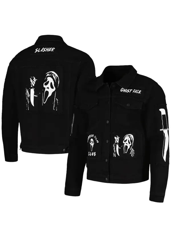 Ghostface Scream Slasher Grunge Punk Denim Jacket