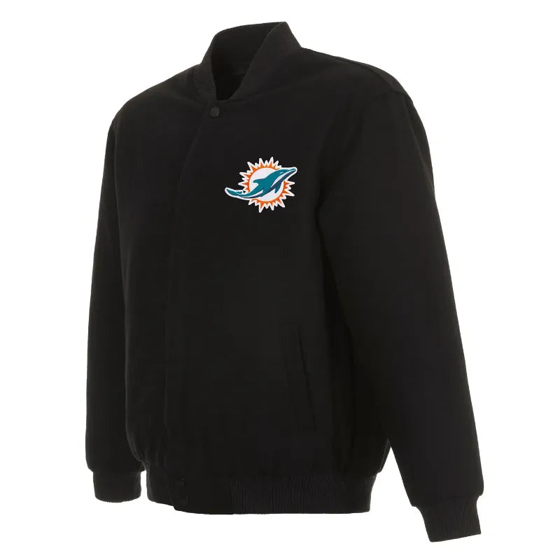 Gideon Miami Dolphins Black Zip Bomber Jacket