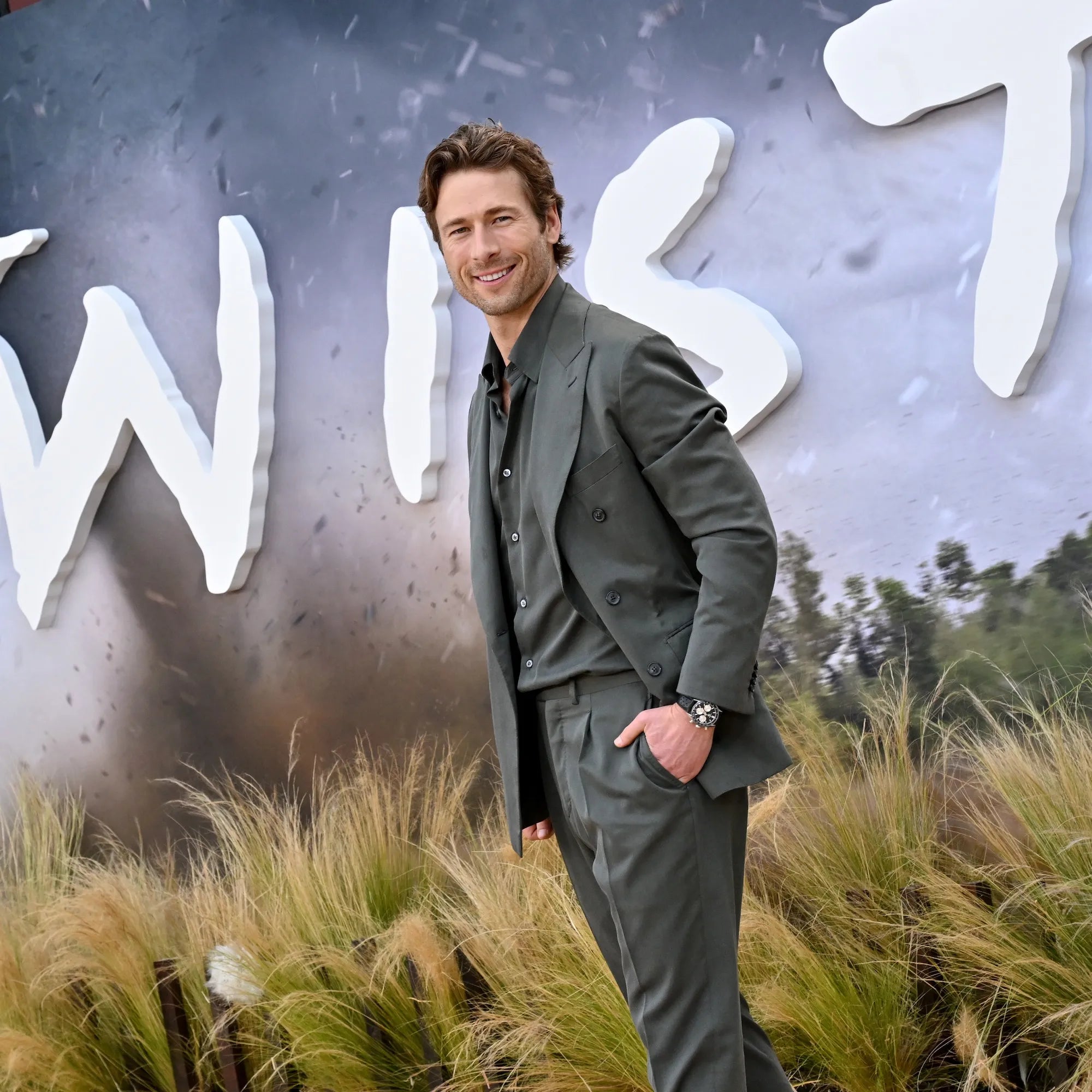Glen Powell Green Suit
