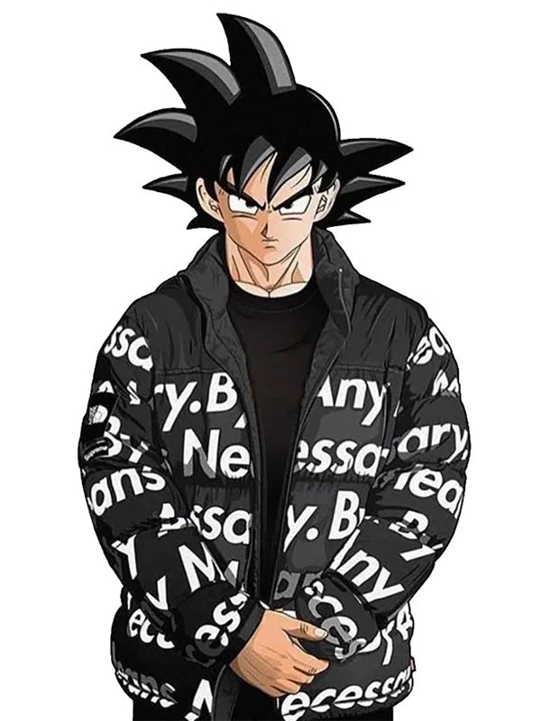 Goku Drip Black Puffer Jacket