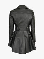 Gonzalez Black Asymmetrical Peplum Leather Jacket