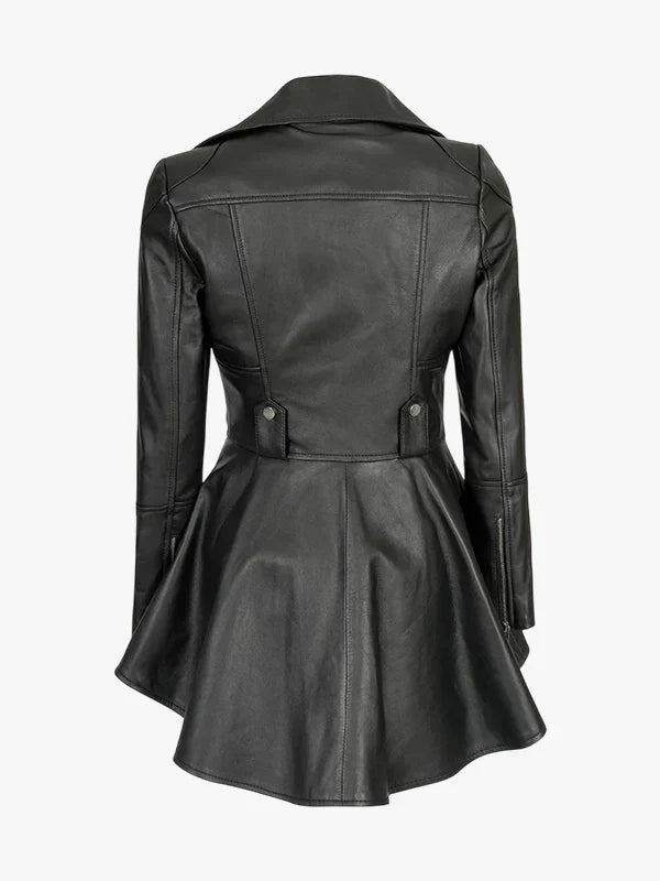 Gonzalez Black Asymmetrical Peplum Leather Jacket
