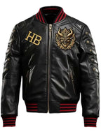 Halloween Gothic Devil Black Bomber Leather Jacket