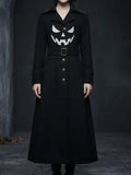 Gothic Pumpkin Black Wool Coat