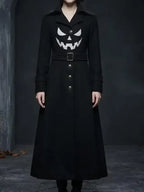 Gothic Pumpkin Black Wool Coat