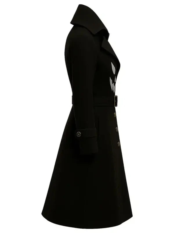 Gothic Pumpkin Black Wool Coat